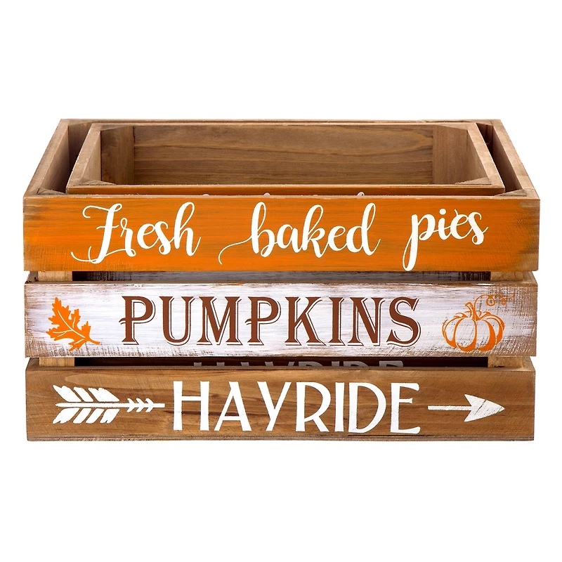 Glitzhome® Wooden Pumpkin Crate Set