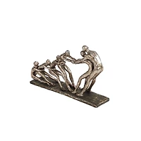 13" Silver Polystone Modern Tug of War Sculpture