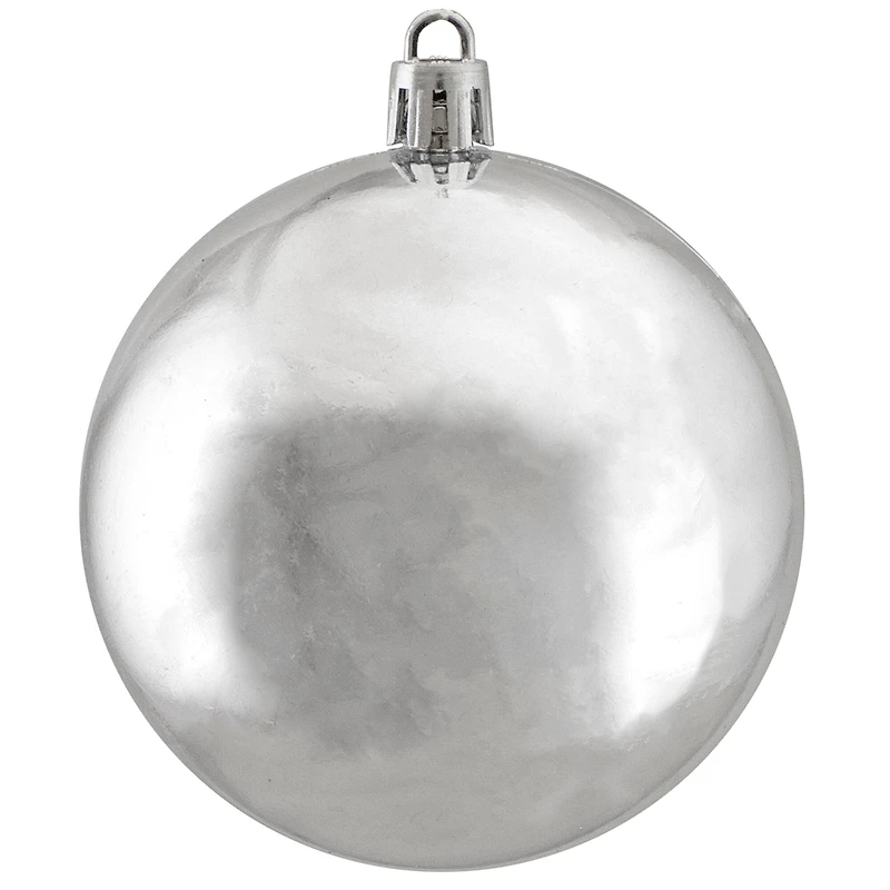 32ct. 3.25" Shiny Silver Shatterproof Plastic Ball Ornaments