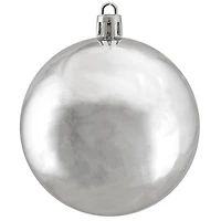 32ct. 3.25" Shiny Silver Shatterproof Plastic Ball Ornaments