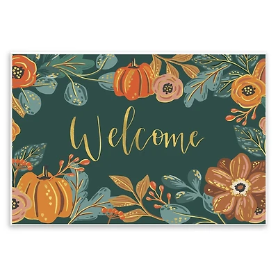Stupell Industries Pumpkin Floral Harvest Welcome Sign Wall Plaque Art