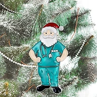 4" Teal Doctor Santa Metal Ornament by Ashland®