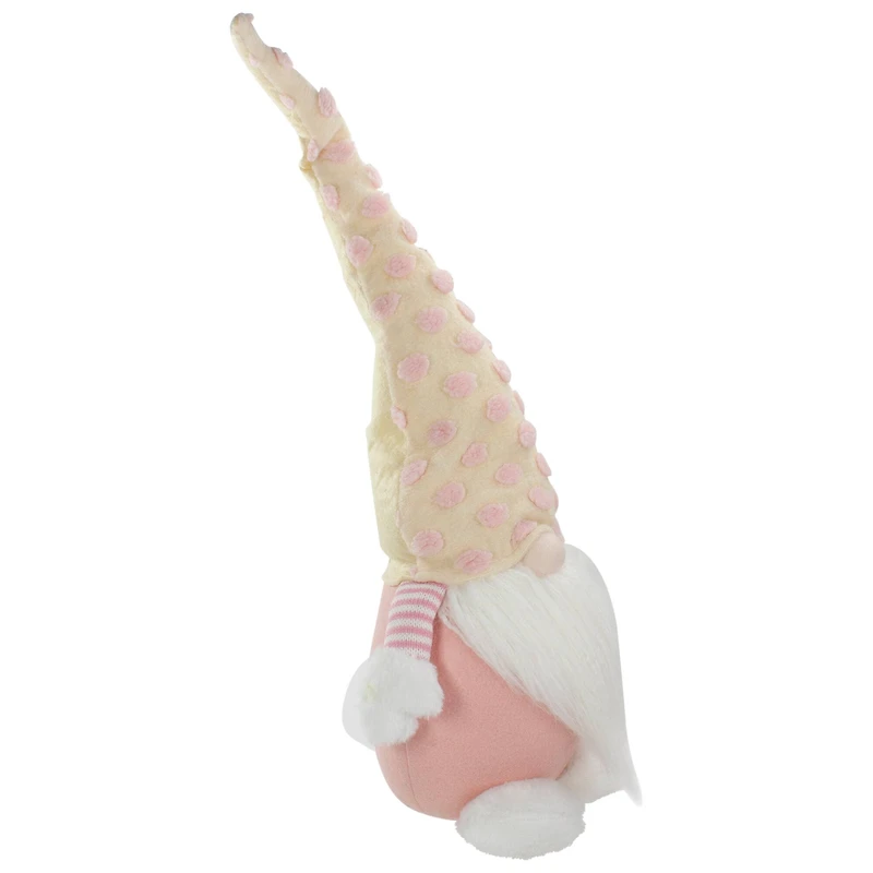 24" Pink & Yellow Plush Gnome with Polka Dot Hat Figure