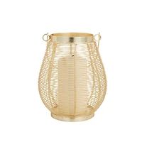 Gold Iron Glam Lantern, 9" x 7" x 7"