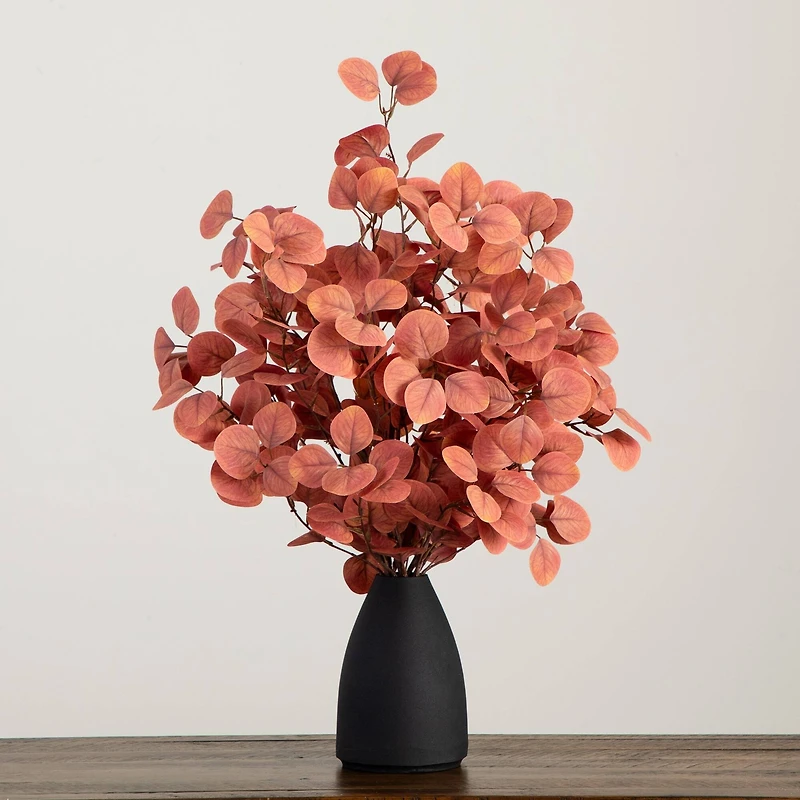 29" Artificial Coral Eucalyptus Arrangement in Black Vase