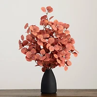 29" Artificial Coral Eucalyptus Arrangement in Black Vase