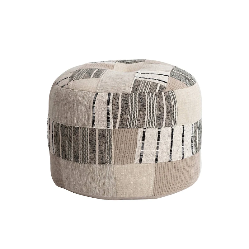 Hello Honey® 24" Handwoven Cotton Patchwork Pouf Ottoman