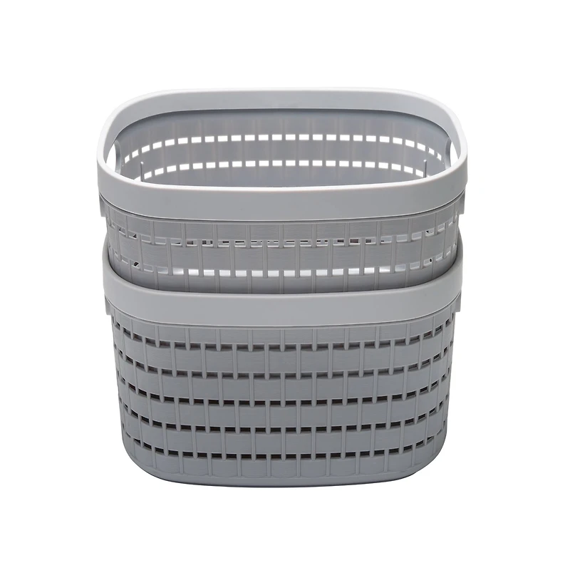 Simplify Medium Gray Basket Storage Tote, 2ct.