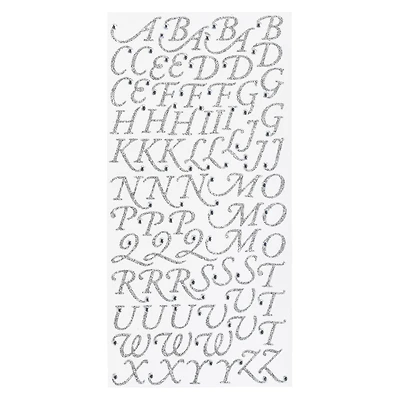 Silver Glitter Rhinestone Script Alphabet Stickers by Recollections™