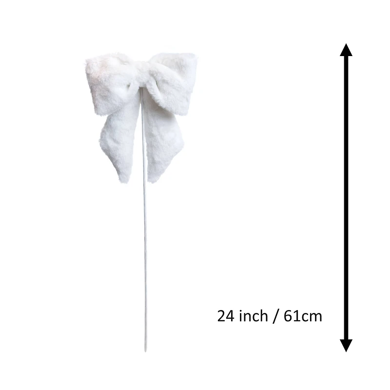 24" White Faux Fur Bow Stem by Ashland®