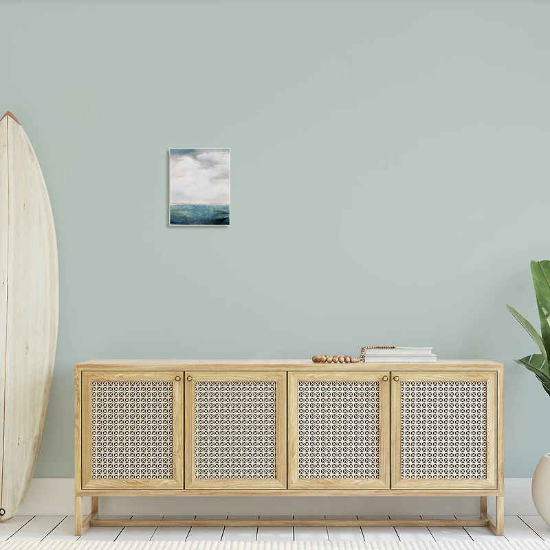 Stupell Industries Abstract Ocean Horizon Line Nautical Water Cloudy Sky Wood Wall Plaque