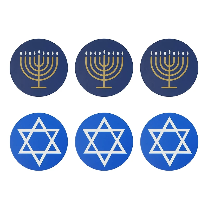 4" Menorah & Star of David Hanukkah Paper Coasters, 6ct. by Ashland®