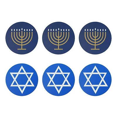 4" Menorah & Star of David Hanukkah Paper Coasters, 6ct. by Ashland®