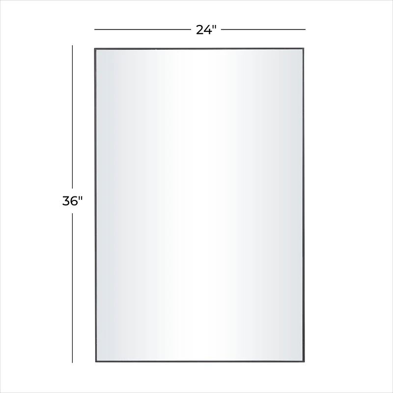 Black Contemporary Wall Mirror, 24" x 1" x 36"