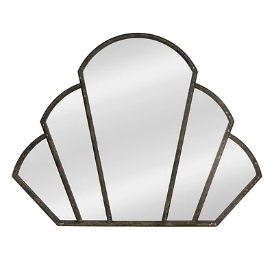 Hello Honey® 33" Black Distressed Metal Scallop Shaped Wall Mirror