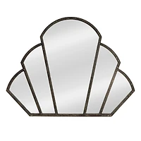 Hello Honey® 33" Black Distressed Metal Scallop Shaped Wall Mirror