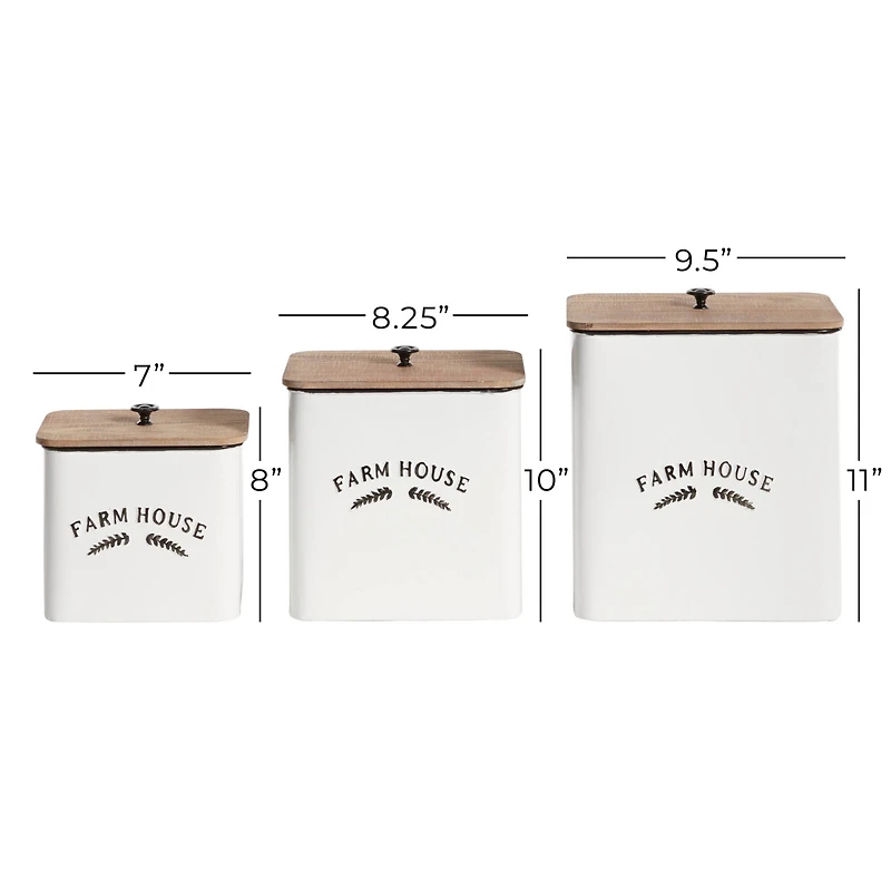 White Metal Farmhouse Canisters Set