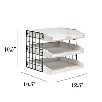 Elegant Designs Whitewash Wood Desk Organizer Letter Tray with 3 Shelves