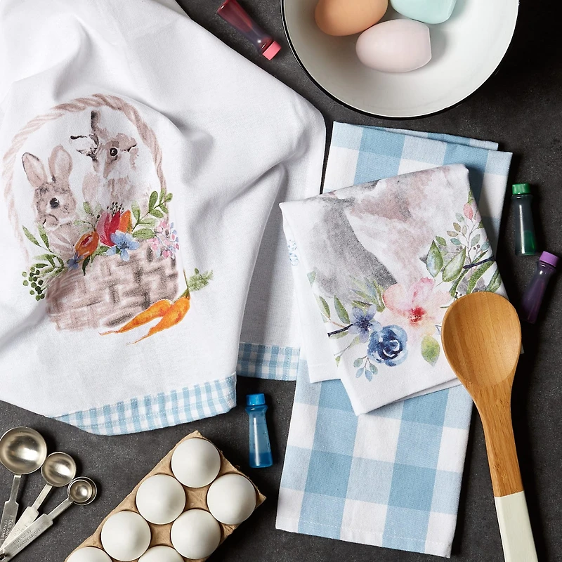 DII® Floral Bunnies Printed Dishtowel, 3ct.