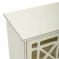 Walker Edison 32" Antique White Fretwork Accent Storage Cabinet