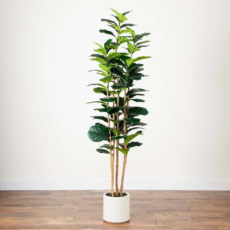 7ft. Fiddle Leaf Tree in Decorative White Planter