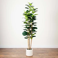 7ft. Fiddle Leaf Tree in Decorative White Planter