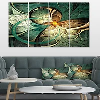 Designart - Dark Yellow Green Fractal Flower