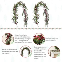Glitzhome® 6ft Christmas Greenery Eucalyptus Garland with Red Berries, 2ct.