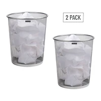 Mind Reader 2 Piece Garbage Round Metal Mesh Waste Basket Recycling Bin