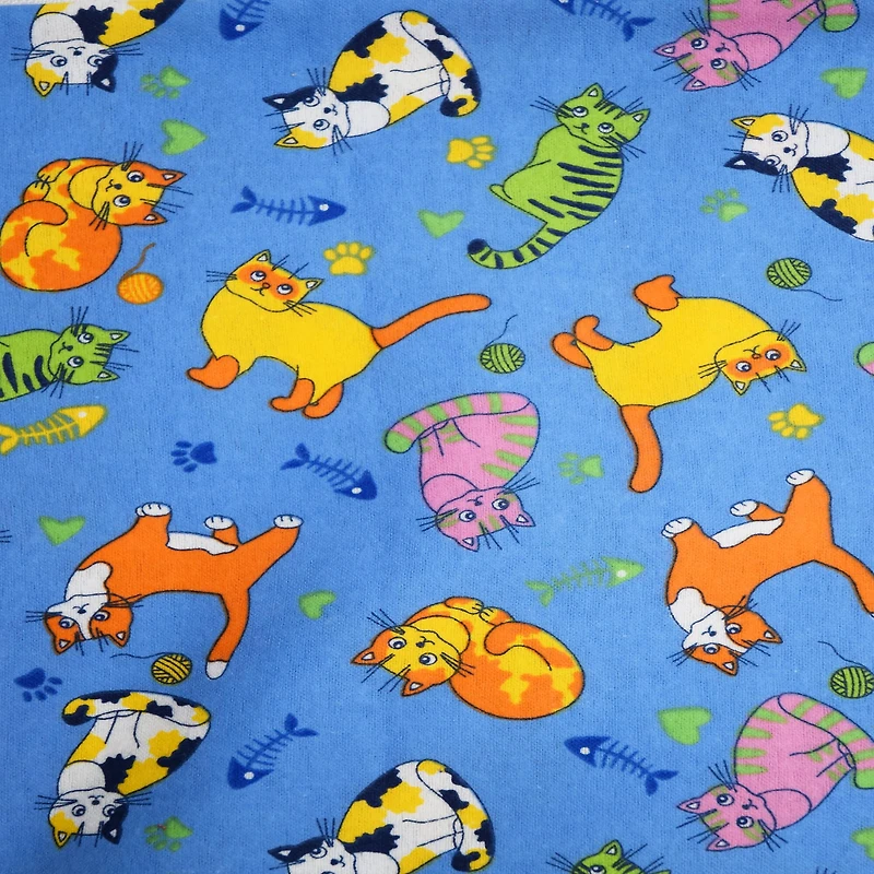 Feldman Blue Cats Cotton Flannel