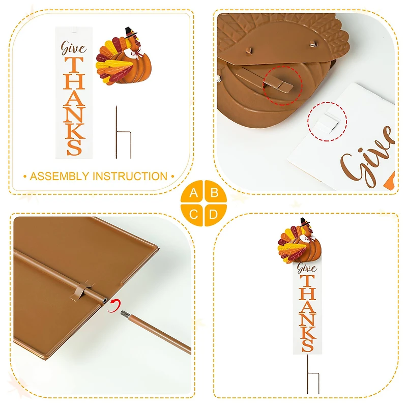 Glitzhome® 36" Thanksgiving Metal Turkey "Give Thanks" Yard Stake