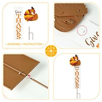 Glitzhome® 36" Thanksgiving Metal Turkey "Give Thanks" Yard Stake