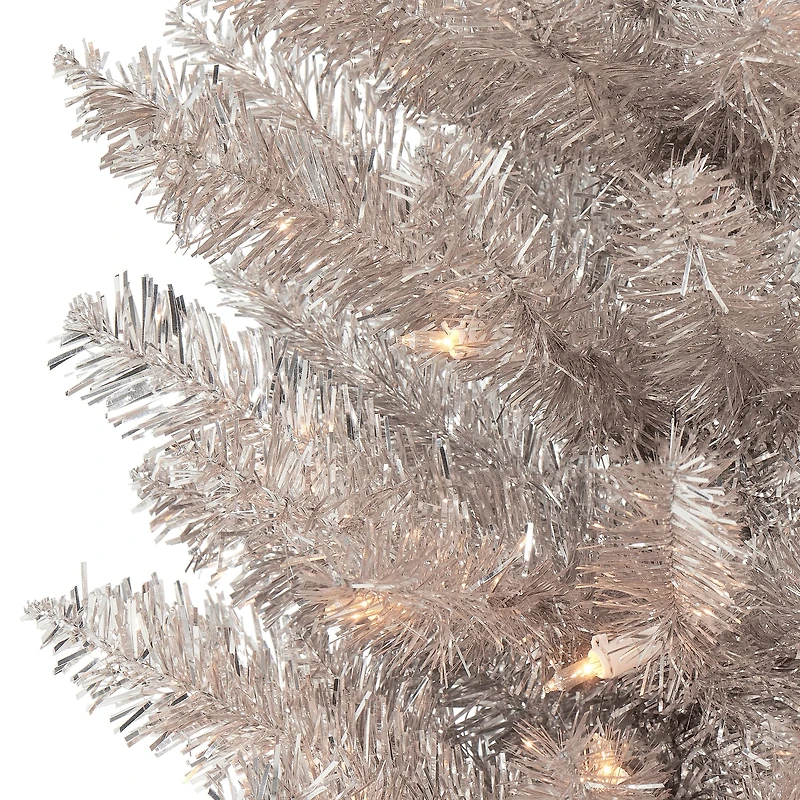 6ft. Pre-Lit Rose Gold Pine Artificial Christmas Tree, Clear Incandescent Lights