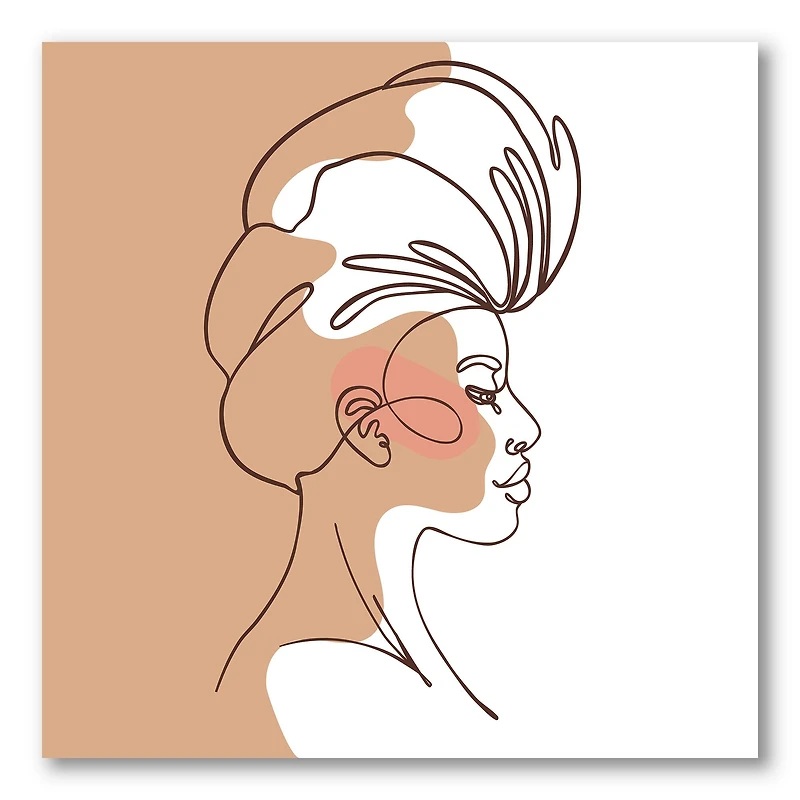 Designart - One Line Portrait of African American Woman II