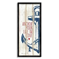 Stupell Industries Anchor Your Life in Love Quote Red Heart Framed Wall Art