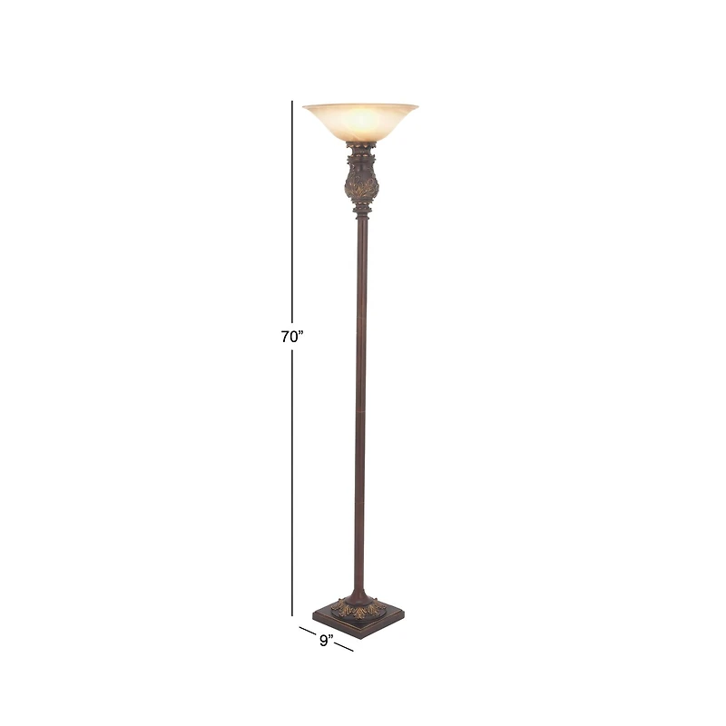 Brown Metal Traditional Floor Lamp, 70" x 15" x 15"