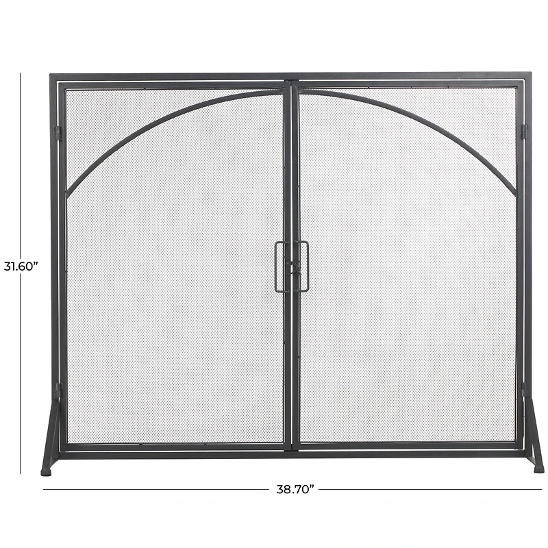 39" Black Metal Minimalistic Single Panel Fireplace Screen