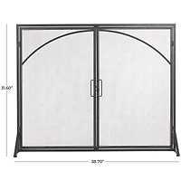 39" Black Metal Minimalistic Single Panel Fireplace Screen