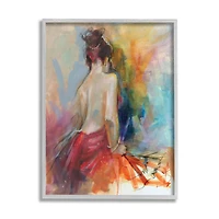 Stupell Industries Contemporary Female Pose Energetic Brush Strokes in Gray Frame Wall Art