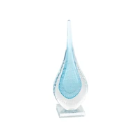 13" Blue Glass Abstract Teardrop Sculpture