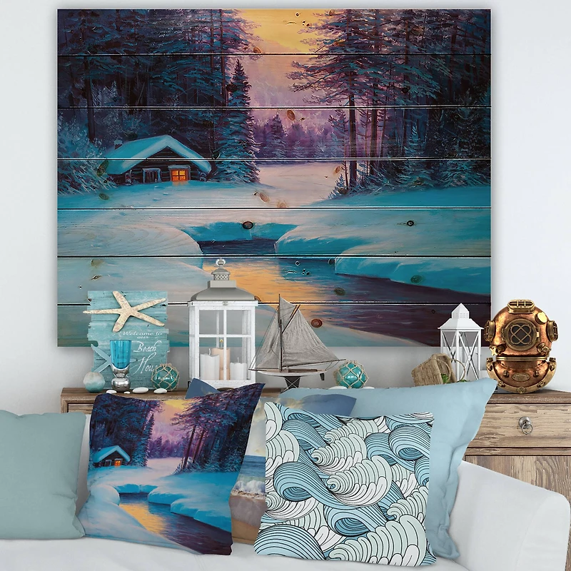 Designart - Old Cabin In Winter Forest II