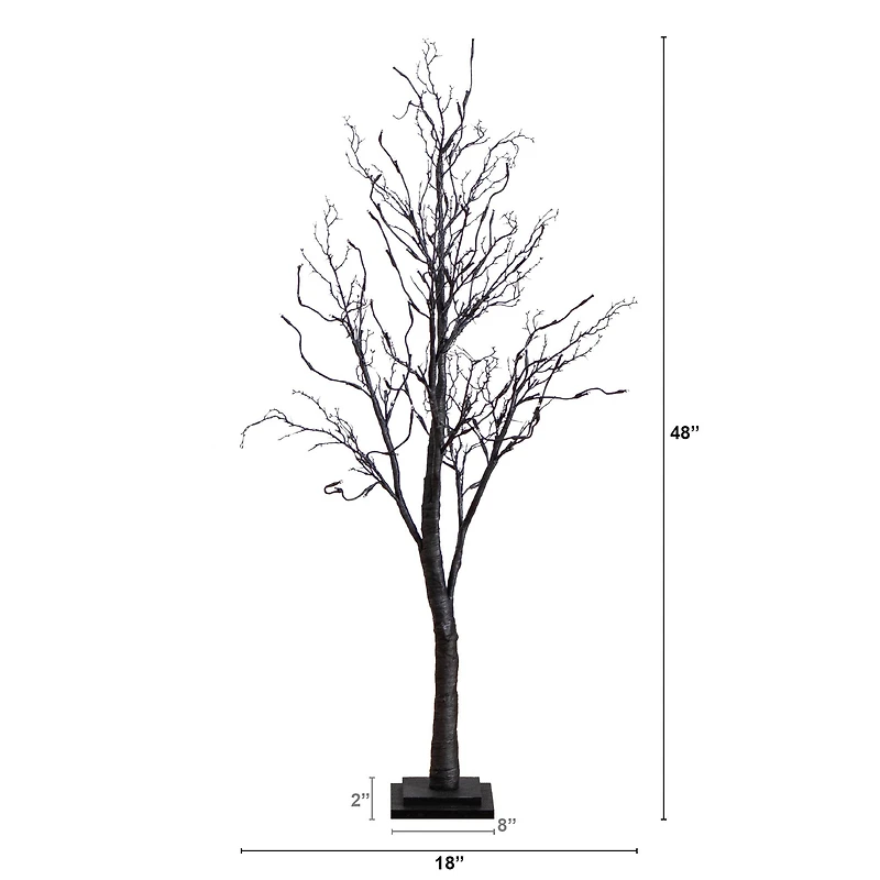 4ft. Orange & Purple LED Pre-Lit Halloween Deluxe Black Twig Artificial Fall Tree