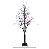 4ft. Orange & Purple LED Pre-Lit Halloween Deluxe Black Twig Artificial Fall Tree