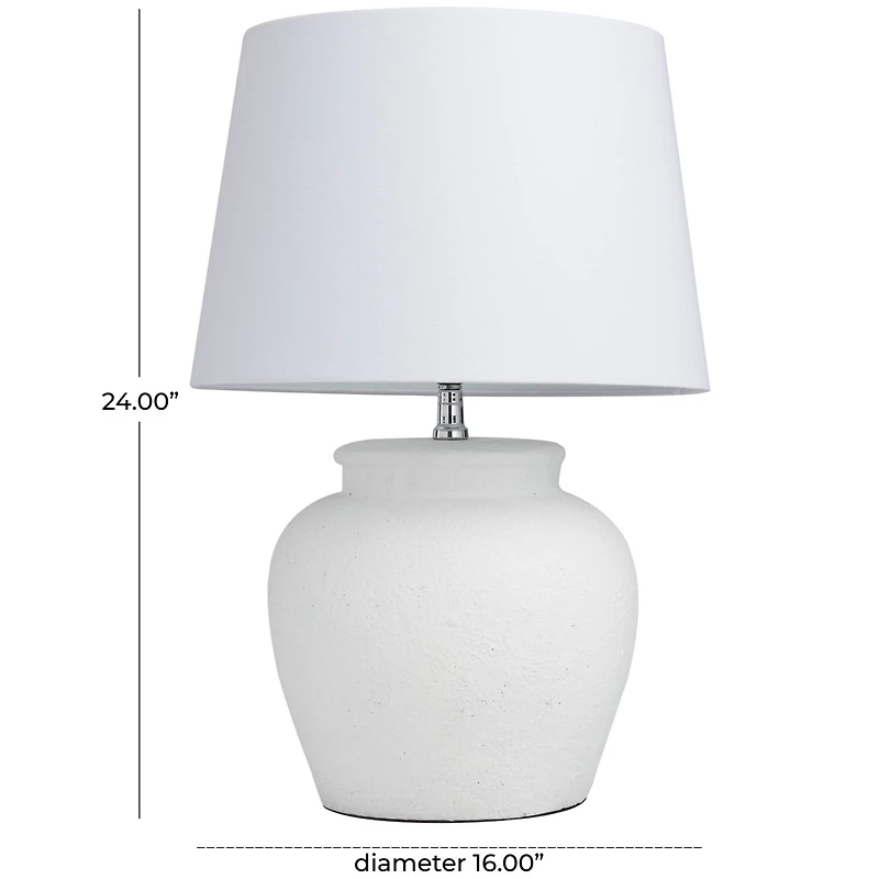 White Cement Pot Textured Table Lamp