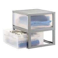 IRIS® 47qt. Gray & Clear Stacking Storage Drawers, 2ct.