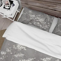 Designart 'White Cherry Blossoms I' Farmhouse Bedding Set