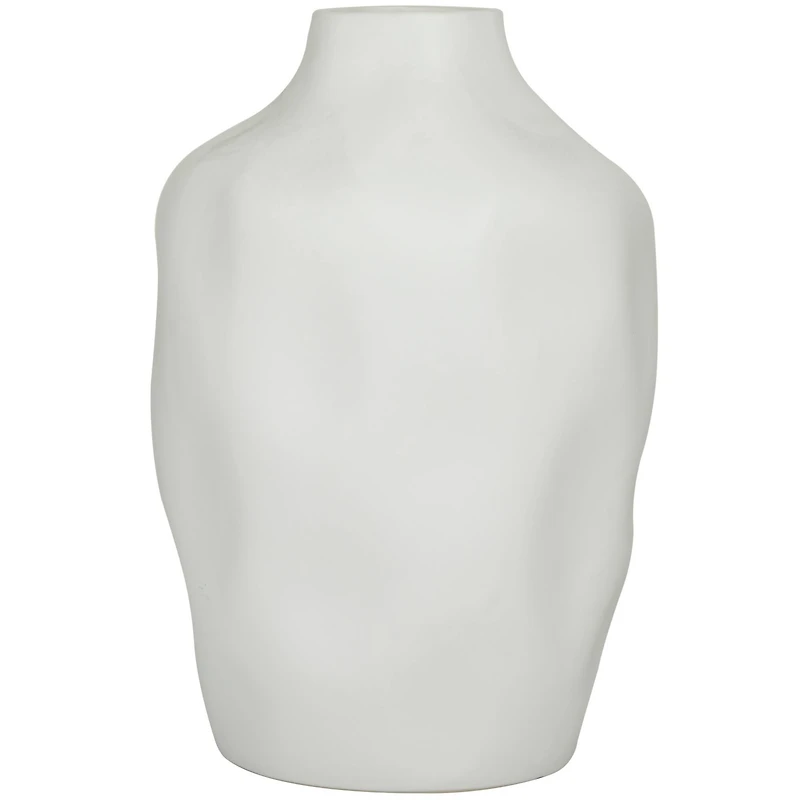 CosmoLiving by Cosmopolitan White Ceramic Faceted Vase 9" x 9" x 14"