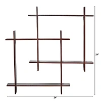 24" Wood Crosshatch Floating Shelves Wall Art Decor
