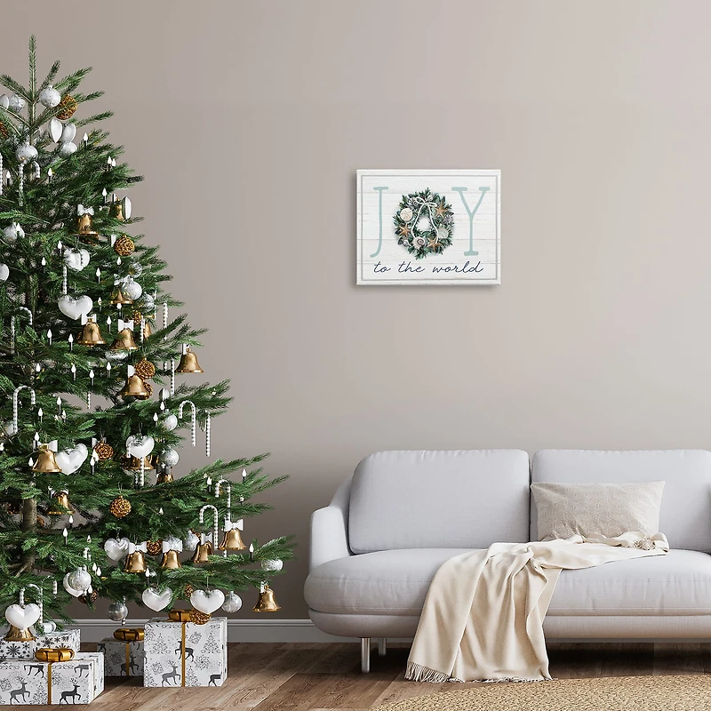 Stupell Industries Joy To The World Nautical Wreath Canvas Wall Art