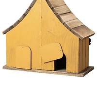 Glitzhome® 10.5" Yellow Distressed Wood Birdhouse with Flowers